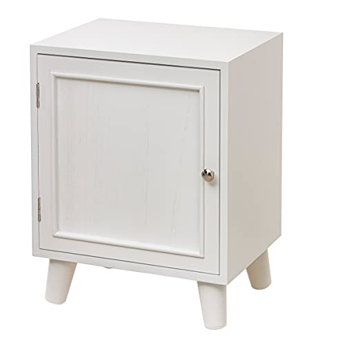 Baroni Home Nachttisch, Wohnzimmer, Wohnzimmer, Schlafzimmer, Schlafzimmer, Badezimmer, Mehrzweckschrank, Weiß mit 1 Tür Größe 40X30X51 cm von Baroni Home