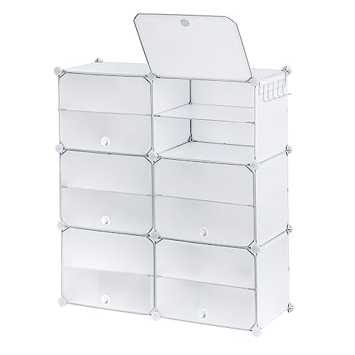 Baroni Home Platzsparender Schrank, Organizer mit staplebaren Fächern aus Kunststoff für Schlafzimmer, Kabine, Eingang, Weiß, 12 Fächer, 85x32x96 cm von Baroni Home