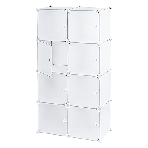 Baroni Home Platzsparender Schrank, Organizer mit staplebaren Fächern aus Kunststoff für Schlafzimmer, Kabine, Eingang, Weiß, 8 Fächer, 75x37x147 cm Baroni Home Platzsparender Schrank, Organizer mit staplebaren Fächern aus Kunststoff für Schlafzimmer, Kabine, Eingang, Weiß, 8 Fächer, 75x37x147 cm von Baroni Home