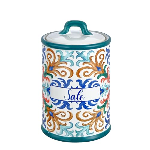 Baroni Home Salzdose aus Keramik mit luftdichtem Deckel, farbenfroh, strapazierfähig, Linie Capri, 11 x 11 x 17 cm Baroni Home Salzdose aus Keramik mit luftdichtem Deckel, farbenfroh, strapazierfähig, Linie Capri, 11 x 11 x 17 cm von Baroni Home