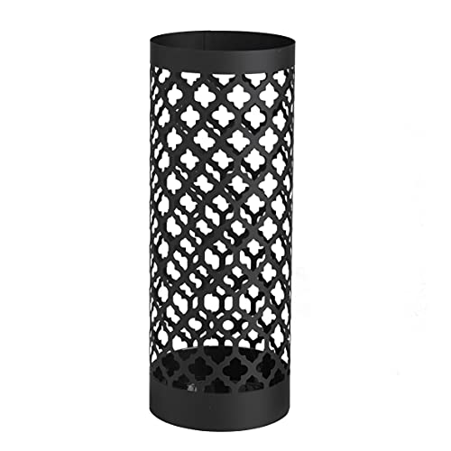 Baroni Home Schirmständer Modernes Design Regenschirmhalter aus Metall, klassisch, schwarz und mit 2 Haken und Behälter abnehmbar, 19 x 19 x 49 cm (Schwarz) von Baroni Home