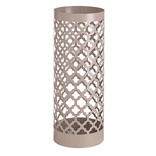 Baroni Home Schirmständer Modernes Design Regenschirmhalter aus Metall Classic Taupe mit 2 Haken und Abtropfschale abnehmbar 19 x 19 x 49 cm (Taupe) von Baroni Home