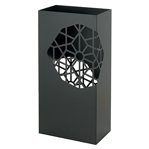 Baroni Home Schirmständer Modernes Design aus Metalll, quadratisch, 2 Hängen, abnehmbare Regenbehälter 25x15x 50 cm, Schwarz von Baroni Home