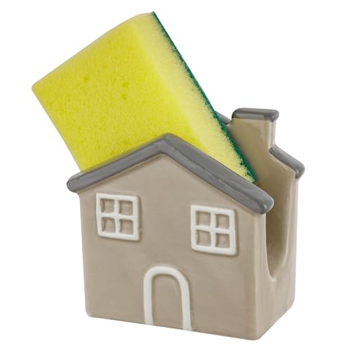 Baroni Home Schwammhalter für Küchenspüle aus Keramik, Schwammhalter für Waschbecken mit Schwamm im Lieferumfang enthalten, Haus Taupe, 10 x 6 x 10 cm Baroni Home Schwammhalter für Küchenspüle aus Keramik, Schwammhalter für Waschbecken mit Schwamm im Lieferumfang enthalten, Haus Taupe, 10 x 6 x 10 cm von Baroni Home