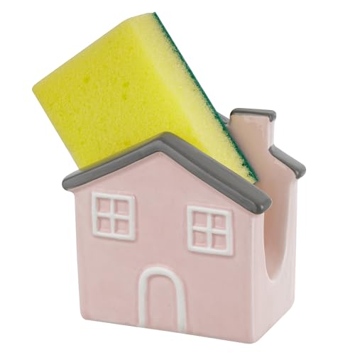 Baroni Home Schwammhalter für Küchenspüle aus Keramik, Schwammhalter für Waschbecken mit Schwamm inklusive, Haus Rosa, 10 x 6 x 10 cm Baroni Home Schwammhalter für Küchenspüle aus Keramik, Schwammhalter für Waschbecken mit Schwamm inklusive, Haus Rosa, 10 x 6 x 10 cm von Baroni Home
