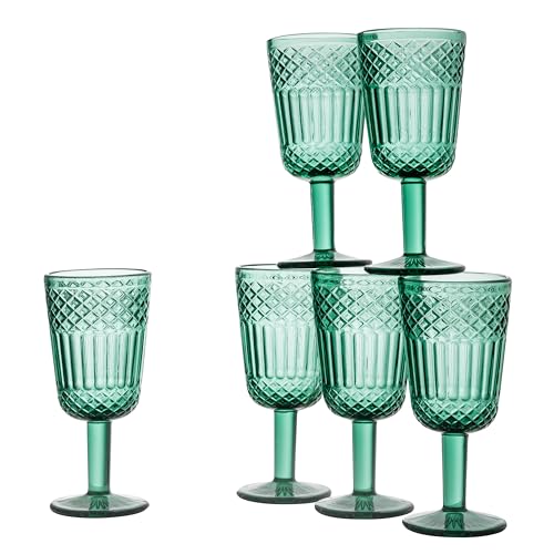 Baroni Home Set mit 6 Gläsern aus Glas, Verziert mit Relief-Finish von 35 cl, spülmaschinenfest, 8x8x18 cm, Grün von Baroni Home