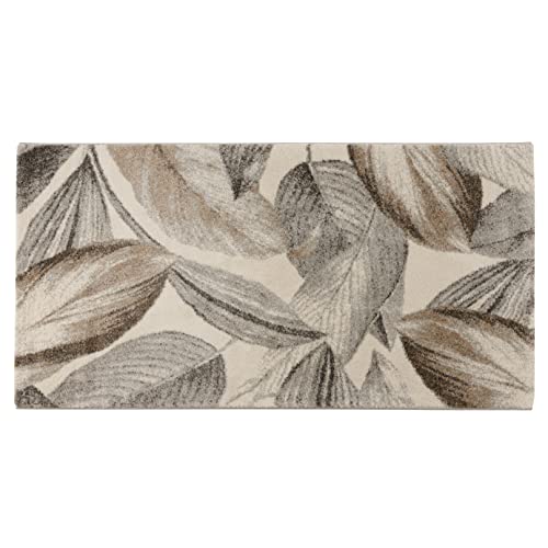 Baroni Home Teppich Kurzer Flor, handgeflochtener Teppich, moderner Wohnzimmerteppich, 80 x 150 cm, Foliage Beige von Baroni Home