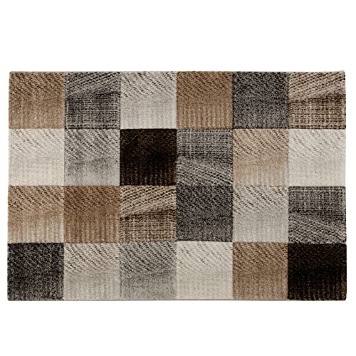 Baroni Home Teppich Kurzflor, handgeflochtener Teppich, moderner Wohnzimmerteppich, 120 x 170 cm, Grau Bilder von Baroni Home