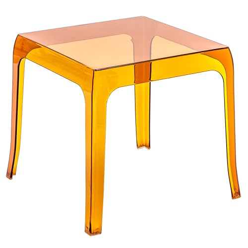 Baroni Home Transparenter Couchtisch aus Polycarbonat für das Wohnzimmer, Multifunktionaler Design-Acryltisch für Schlafzimmer, Küche, 40x40x40 cm (Orange) von Baroni Home