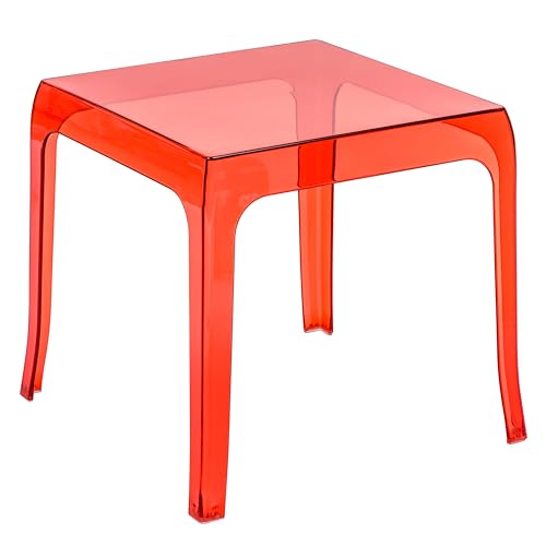 Baroni Home Transparenter Couchtisch aus Polycarbonat für das Wohnzimmer, Multifunktionaler Design-Acryltisch für Schlafzimmer, Küche, 40x40x40 cm (Rot) von Baroni Home