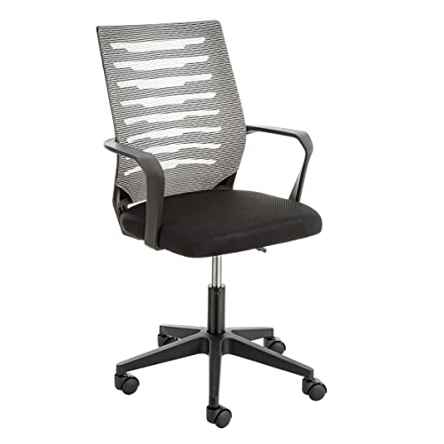 Baroni Home ergonomisher Bürostuhl, Schreibtischstuhl mit Netzrückenlehne, höheverstellbarer Drehstuhl, atmungsaktiv, 130 kg belastbar, Nylon, Grau, 53x56x98 cm von Baroni Home