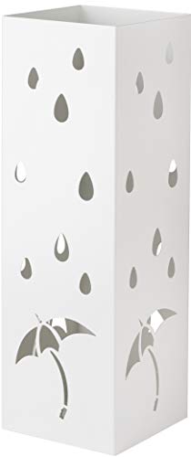 Baroni Home modernes Design Schirmständer aus Metall mit Regen- und Regenschirmschnitzerei - Schirmständer mit Zwei Haken und abnehmbarem Auffangfach für Heim- und Bürodekoration, Weiß, 15,5x15x49 cm von Baroni Home