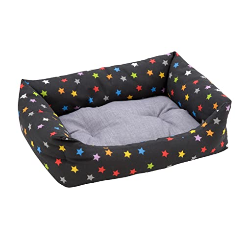 Baroni Home rektangulär Hundebett Hundekissen Hundekörbchen mit Wendekissen, 70X85 cm (L) - farbige Sterne von Baroni Home