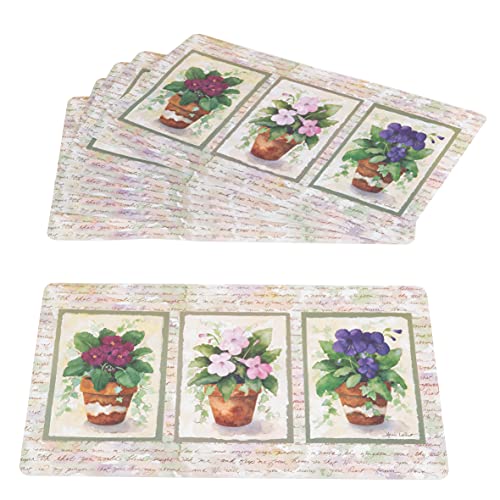 Baroni Set mit 6 Platzdeckchen aus PVC, Blumentöpfe, 44 x 28 cm, rutschfest und leicht zu waschen (Blumentöpfe) von Baroni Home