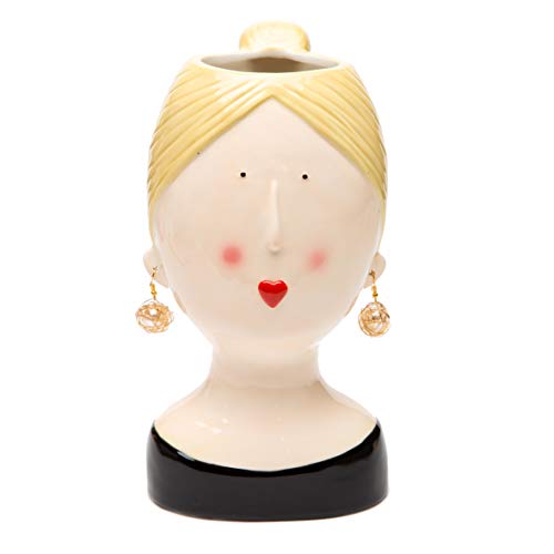 Vase Girl aus Keramik Linie Coco Bonda mit Ohrringen 13 x 13 x 25 cm von Baroni Home