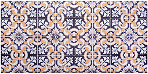 Baroni, Teppichläufer aus Vinyl für die Küche, Majolika Dekoration, Blau und Gelb, 120 x 60 cm, aus rutschfestem PVC, für den Innen- und Außenbereich von Baroni Home