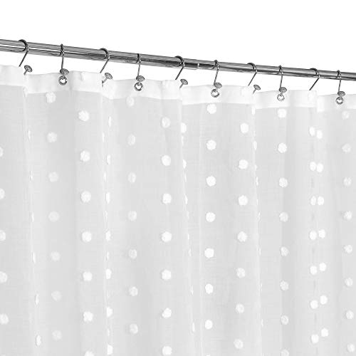 Barossa Design Durchsichtiger Duschvorhang mit Bommeln, 183 x 183 cm, Weiß von Barossa Design