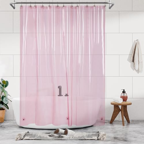 Barossa Design Duschvorhang, lang, 198,1 cm Höhe, 3 Magnete und wasserdicht, leicht, PEVA-Duscheinlage für Badewanne, PVC-frei, Metallösen, Transparentes Rosa, 183 x 198 cm von Barossa Design