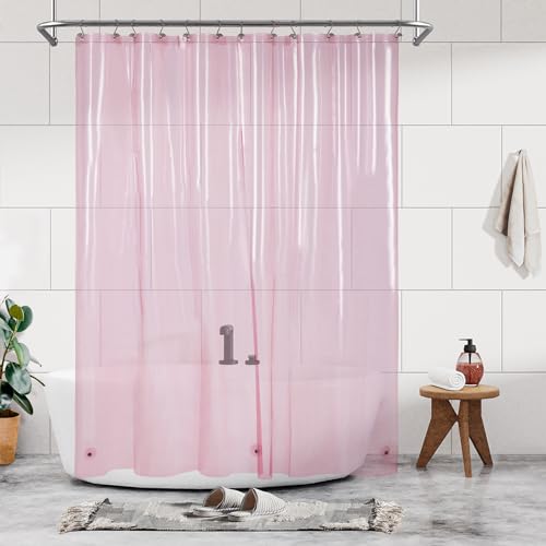 Barossa Design Duschvorhang-Auskleidung – Premium-PEVA-Duschvorhang mit 3 Magneten und Metallösen, wasserdicht, leicht, Duschvorhänge für Badezimmer – durchscheinendes Rosa, 180 x 183 cm von Barossa Design