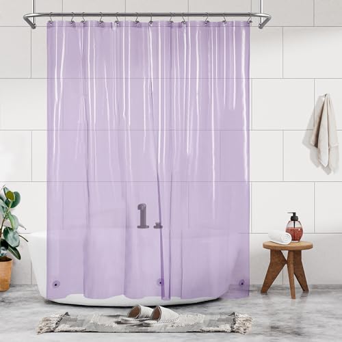 Barossa Design Duschvorhang-Auskleidung – Premium transparenter Lavendel-PEVA-Duscheinsatz mit 3 Magneten und Metallösen, Duschvorhänge für Badezimmer – durchscheinender Lavendel, 180x183 cm von Barossa Design