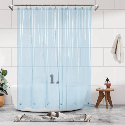 Barossa Design Duschvorhang-Auskleidung aus PEVA, strapazierfähig, mit 6 Magneten und Metallösen, 182,9 x 182,9 cm, wasserdichte Duschvorhänge für Badezimmer, transparentes Blau von Barossa Design