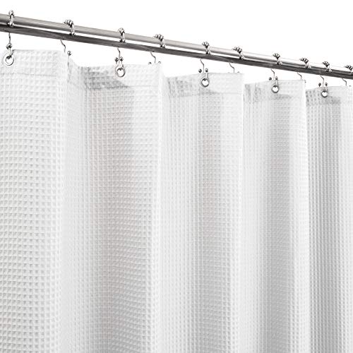 Barossa Design Duschvorhang aus Baumwoll-Mischgewebe, Wabenmuster, weich und Hotel Spa, waschbar, Weiß, 183 x 183 cm von Barossa Design