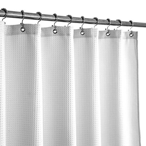 Barossa Design Duschvorhang für Duschkabinen, Stoff, Waffelgewebe, 91,4 x 213,4 cm, extra lang, Hotelqualität, Spa, 230 g/m², strapazierfähig, wasserabweisend, waschbar, Weiß, 91,4 x 213,4 cm von Barossa Design