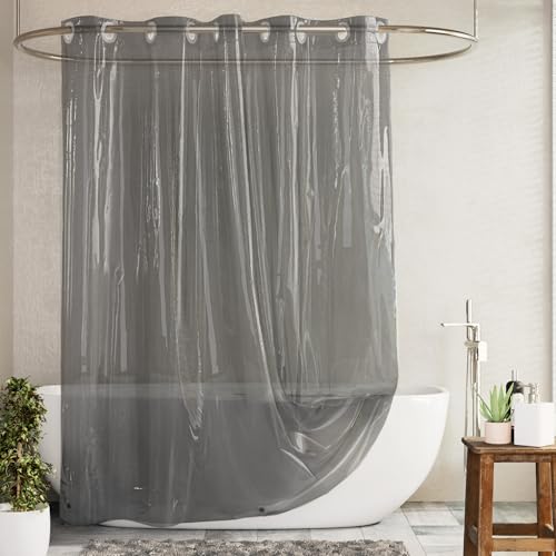 Barossa Design Duschvorhang oder Einlage ohne Haken, weiches Eva, 10 g, extra strapazierfähig, mit 3 Magneten für Badezimmer, Standardgröße 180,3 x 188 cm, transparentes Schwarz von Barossa Design