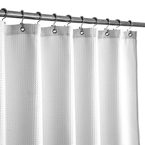 Barossa Design Kleiner kurzer Duschvorhang, Waffelmuster, 91,4 x 152,4 cm, 230 g/m², schwerer Stoff, wasserabweisend, waschbar, weiß, 91,4 x 152,4 cm von Barossa Design