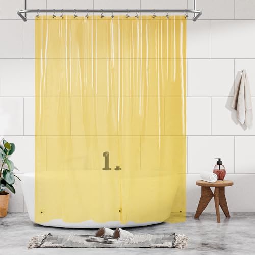Barossa Design Transparenter gelber Duschvorhang-Einsatz – Premium PEVA-Duscheinlage mit 3 Magneten und Metallösen, wasserdicht, Duschvorhänge für Badezimmer – durchscheinendes Gelb, 180x183 cm von Barossa Design
