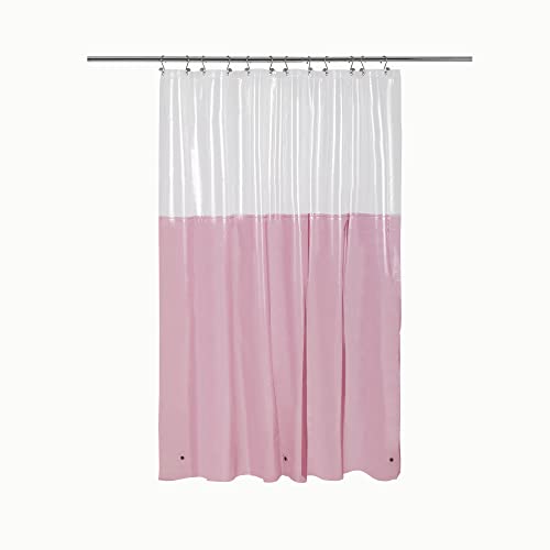Duschvorhang, strapazierfähig, 8 g, PEVA-Kunststoff, Duschvorhang für Badezimmer, wasserdichtes Vinyl und durchsichtiger Duschvorhang mit Magneten, transparent/rosa, 183x183 cm von Barossa Design