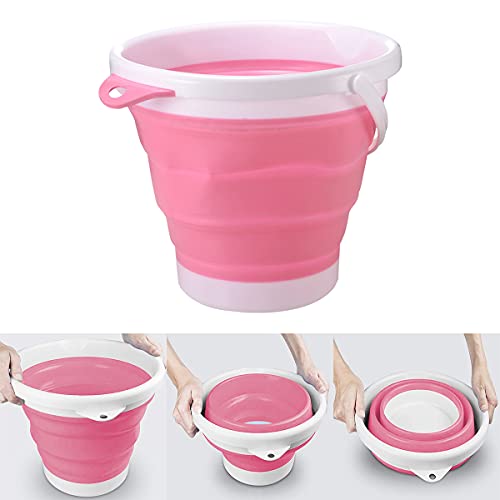 Barrageon Faltbarer Eimer 10L Silikon Tragbarer Wassereimer Faltbare Platzsparender Putzeimer Falteimer Haushalt Küche Reinigung Autowäsche Reisen Camping Angeln - Rosa von Barrageon