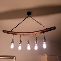 Rustikaler Whiskyfass-Kronleuchter Bauernhausbeleuchtung Aus Recyceltem Holz von BarrelCraftStudio