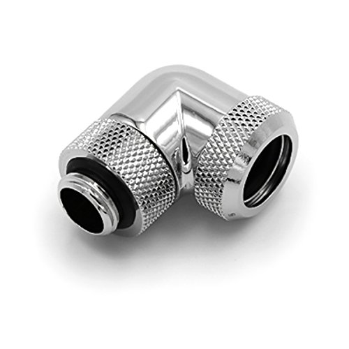 Barrow Multi-Link Adapter Anschluss 90 Grad G1/4 Zoll AG auf 14 mm AD Hardtube – drehbar, Silber von Barrow