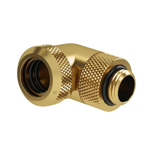 Barrow Multi-Link Adapter Anschluss 90 Grad G1/4 Zoll AG auf 14 mm AD Hardtube – drehbar, Gold von Barrow