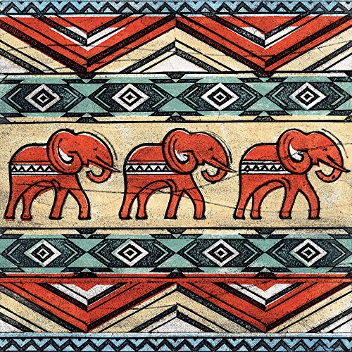 Barry Goodman Tribal Elephants 40 x 40cm Canvas Print Leinwanddruck, Mehrfarbig, 40 x 40 cm von Barry Goodman