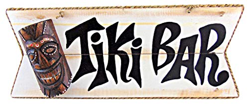 Tiki Bar Maske Holz Wanddekoration Schild Tropische Dekoration 38,1 cm lang von Barry Owen Co.