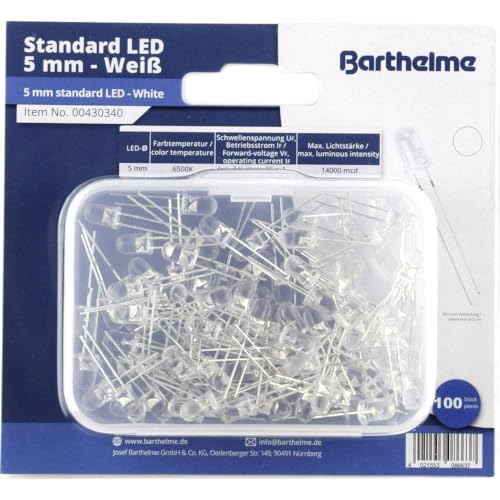 Barthelme LED-Sortiment Kaltweiß Rund 5 mm 14000 mcd 35 ° 20 mA 3 V von Barthelme