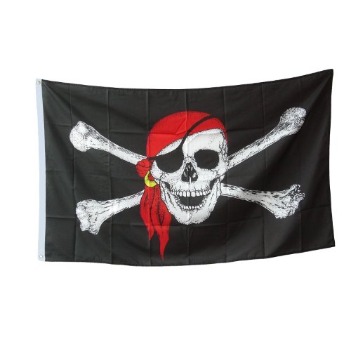 BestSaller 1527 Piraten-Flagge, Totenkopf, groß, 90x150 cm, schwarz/weiß/rot (1 Stück) von Bartl