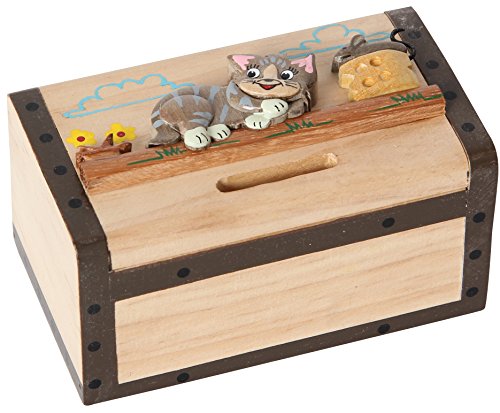 Trick-Spardose für Kinder aus Holz mit verschiedenen Tier-Motiven von Bartl