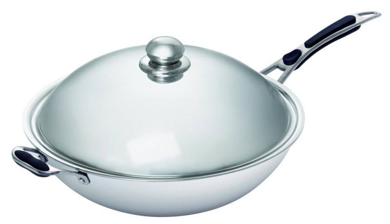 Bartscher Wok Wokpfanne mit Deckel Ø 360 mm, 6 Liter, Boden rund, 105981 von Bartscher