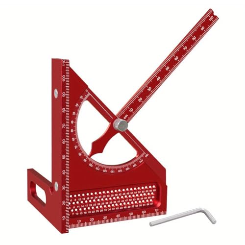 Barturry Einstellbarer Tischlerquadrat -Protraktor 180 Grad Schnellmarkierungshandbuch -Aluminium Halbkreis -Set Scribing Lineal Rot von Barturry