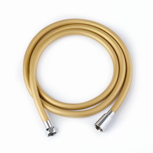 Brauseschlauch für Barumi® Handbrause, Goldfarben, flexibles PVC, glattes Design für einfache Reinigung, verwicklungsfreier 360° drehbarer Anschluss, 180,3 cm Länge, einfache Installation von Barumi