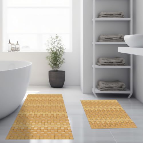 Barydat 2 Stück Rutschfeste Bambus Badematte Badewanne Duschmatte Boden Holz Teppich Wasserdicht Holzteppich Badematte für Badezimmer Zubehör Spa Küche Outdoor, 40,6 x 121 cm Barydat 2 Stück Rutschfeste Bambus Badematte Badewanne Duschmatte Boden Holz Teppich Wasserdicht Holzteppich Badematte für Badezimmer Zubehör Spa Küche Outdoor, 40,6 x 121 cm von Barydat