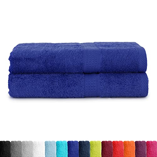 BaSaTex Frottier Duschtücher Set 70x140 cm 2er Pack | Frottee Duschtuch Set aus 100% Baumwolle Made in Green | Farbe: Royal Blau von BaSaTex