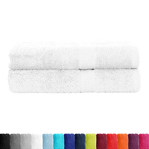 BaSaTex Frottier Duschtücher Set 70x140 cm 2er Pack | Frottee Duschtuch Set aus 100% Baumwolle Made in Green | Farbe: Weiss von BaSaTex