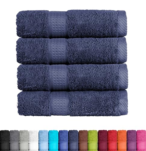 BaSaTex Frottier Handtücher Set aus weicher Baumwolle - 50x100 cm - 100% Baumwolle Öko-Tex Made in Green Zertifiziert | 4X Handtuch in Navy Blau von BaSaTex