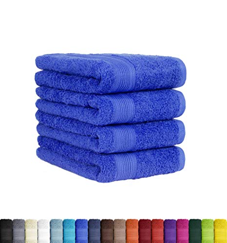 BaSaTex Frottier Handtücher Set 4er Pack 50x100 cm 100% Baumwolle Öko-Tex 100 Zertifiziert | 4X Handtuch in Royal Blau von BaSaTex