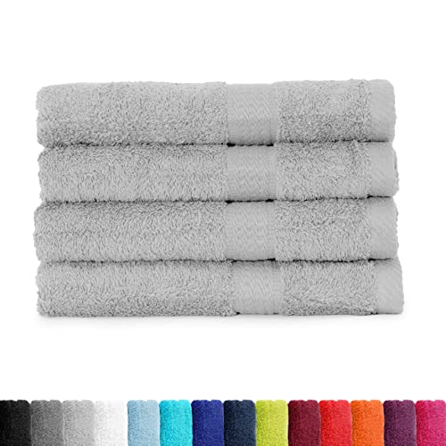 4er Pack zum Sparpreis Frottier Handtuch in vielen Farben 100% Baumwolle 500 g/m², 4X Handtücher 50x100 cm Silber von BaSaTex