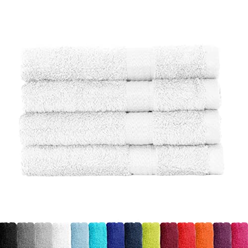 BaSaTex Frottier Handtücher Set 50x100 cm 4er Pack | Frottee Handtuch Set aus 100% Baumwolle Made in Green | Farbe: Weiss von BaSaTex